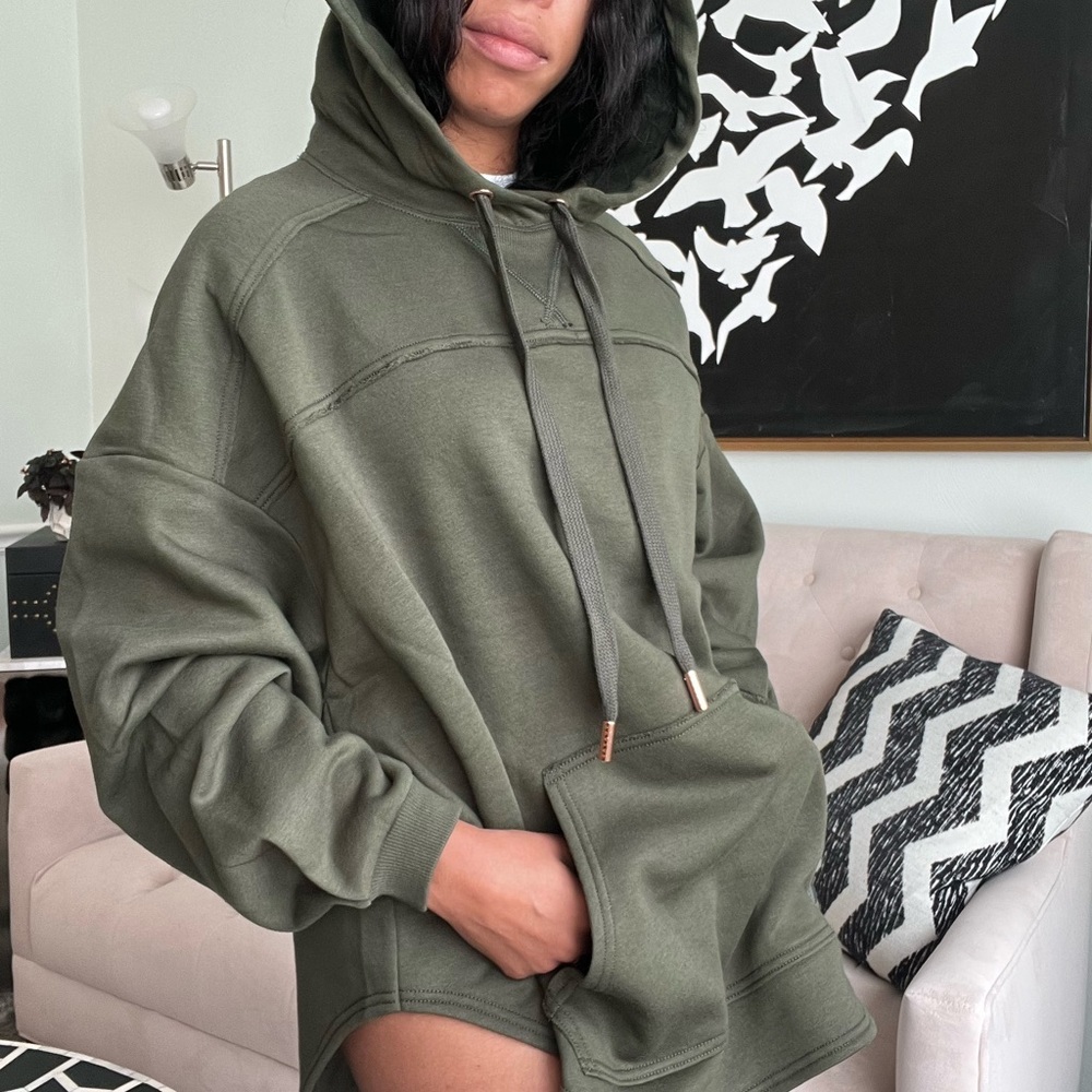 Savage X Fenty Deep Forest Green Longsleeve Oversized Pullover Xssential Hoodie - Picture 14 of 16